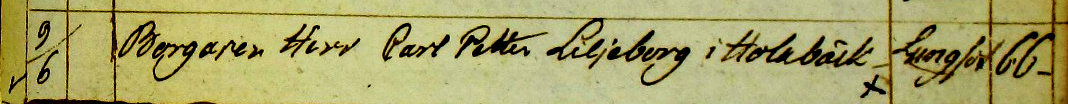 D&oslash;d Carl Petter Liljeborg 1810.